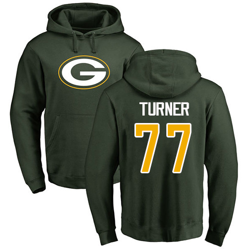 Men Green Bay Packers Green #77 Turner Billy Name And Number Logo Nike NFL Pullover Hoodie Sweatshirts->nfl t-shirts->Sports Accessory